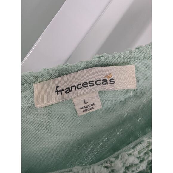 Francescas Women Sz L Knee Length Cap Sleeve Dress Light Teal Crochet Top A Line - Picture 4 of 6